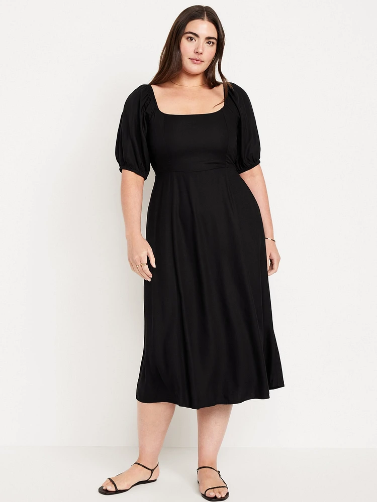 Fit & Flare Crepe Midi Dress