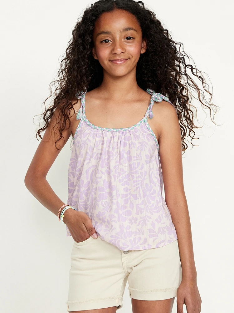 Printed Sleeveless Braided Tank Top for Girls