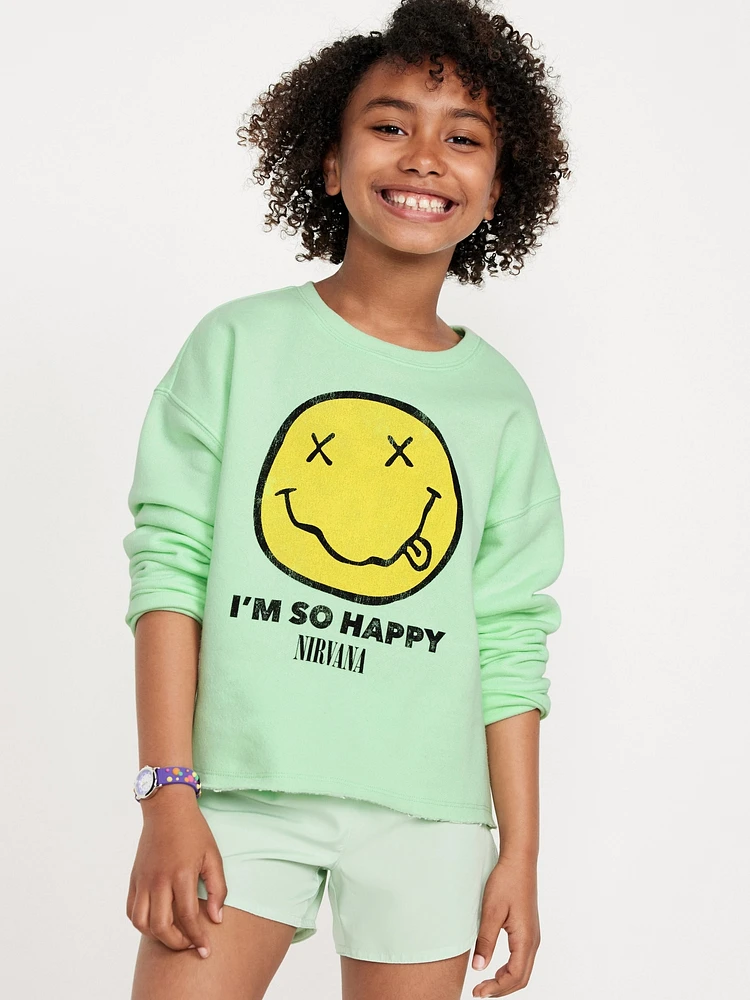 Licensed Pop Culture Graphic Crew-Neck Sweatshirt for Girls