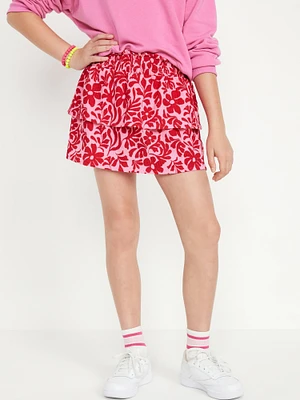 Printed Crinkled Tiered Skirt for Girls