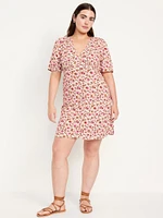 Button-Down Crepe Mini Dress