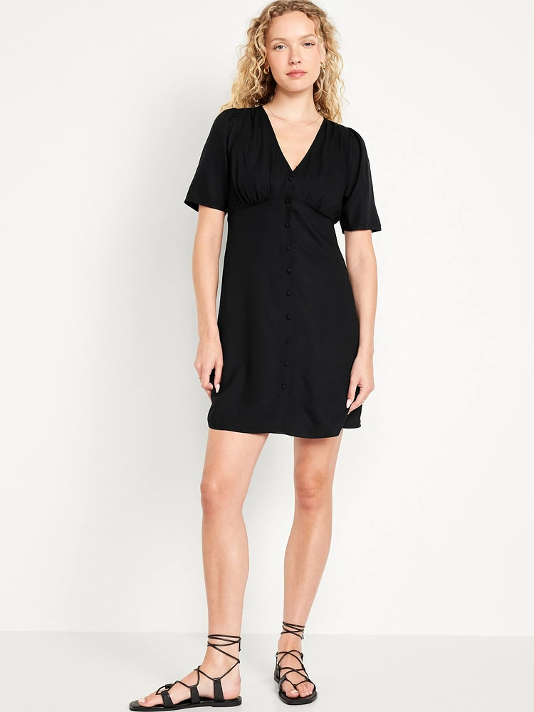 Button-Down Crepe Mini Dress