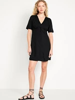 Button-Down Crepe Mini Dress