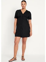 Button-Down Crepe Mini Dress