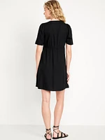 Button-Down Crepe Mini Dress