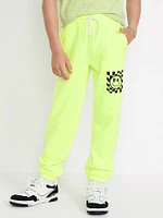 Gender-Neutral Fleece Cinched Graphic Jogger Sweatpants for Kids