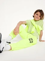 Gender-Neutral Fleece Cinched Graphic Jogger Sweatpants for Kids