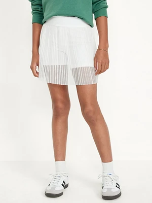 High-Waisted Mesh-Pleated Performance Skort for Girls