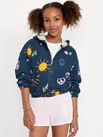 Printed Zip-Front Hoodie for Girls