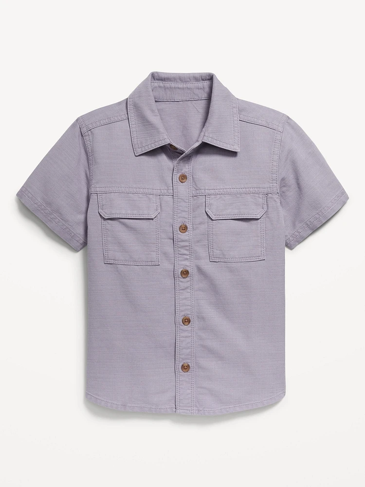 Short-Sleeve Utility Pocket Shirt for Toddler Boys