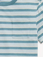 Textured Striped Short-Sleeve Pocket T-Shirt for Boys
