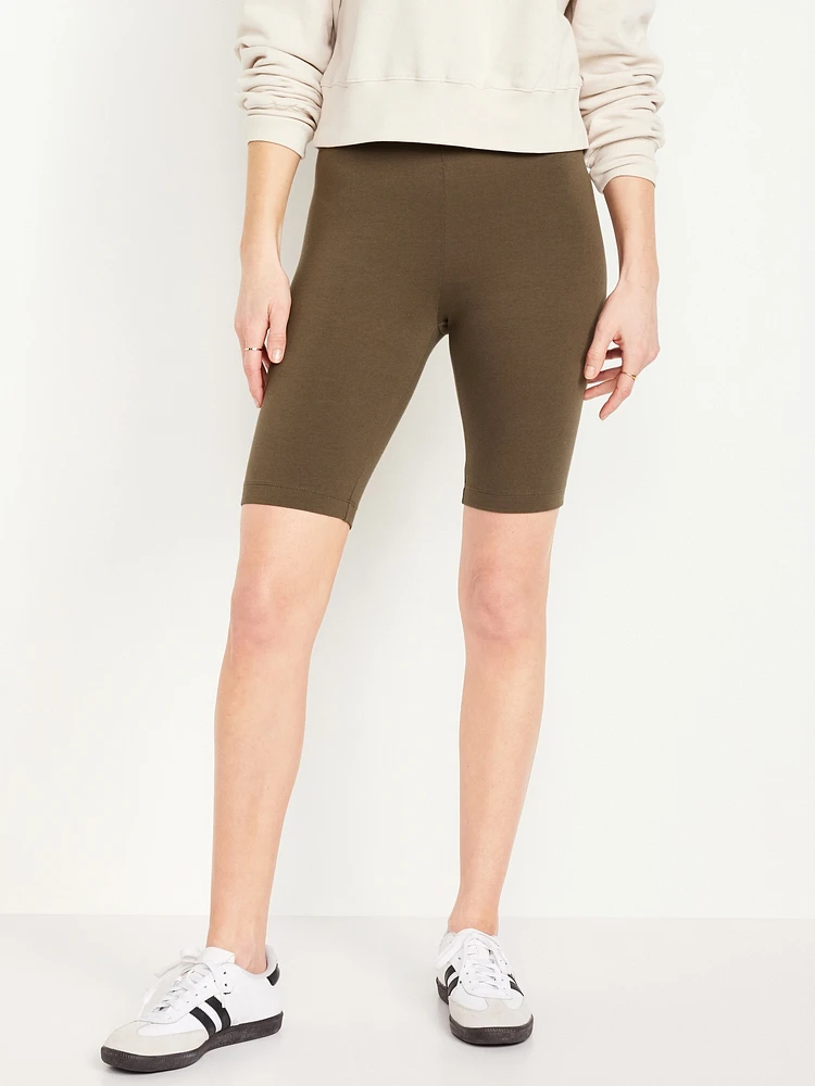 High-Waisted Biker Shorts -- 10-inch inseam