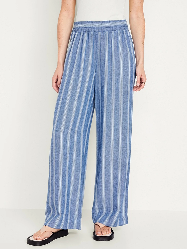 High-Waisted Linen-Blend Wide-Leg Pants