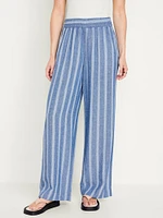 High-Waisted Linen-Blend Wide-Leg Pants