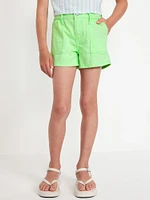 Elasticized High-Waisted Utility Jean Shorts for Girls