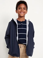 Hooded Zip-Front Water-Resistant Jacket for Boys