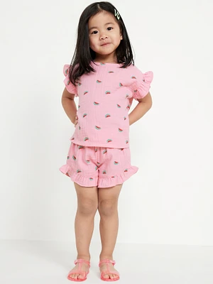 Top and Shorts Set for Toddler Girls