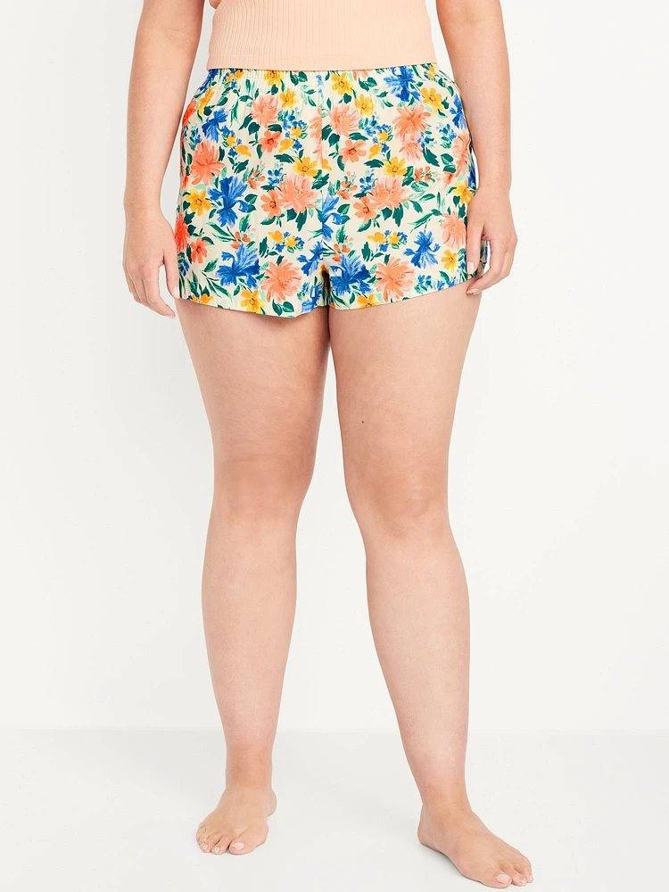 High-Waisted Poplin Pajama Short