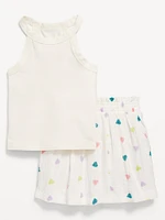 Sleeveless Tank Top and Skort Set for Toddler Girls