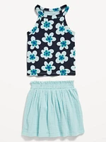 Sleeveless Tank Top and Skort Set for Toddler Girls