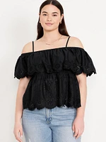 Off-Shoulder Cutwork Top