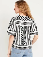 Split-Neck Textured Top