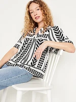 Split-Neck Textured Top