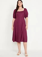 Fit & Flare Crepe Midi Dress