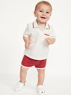 Textured-Knit Collared Pocket Shirt and Shorts Set for Baby