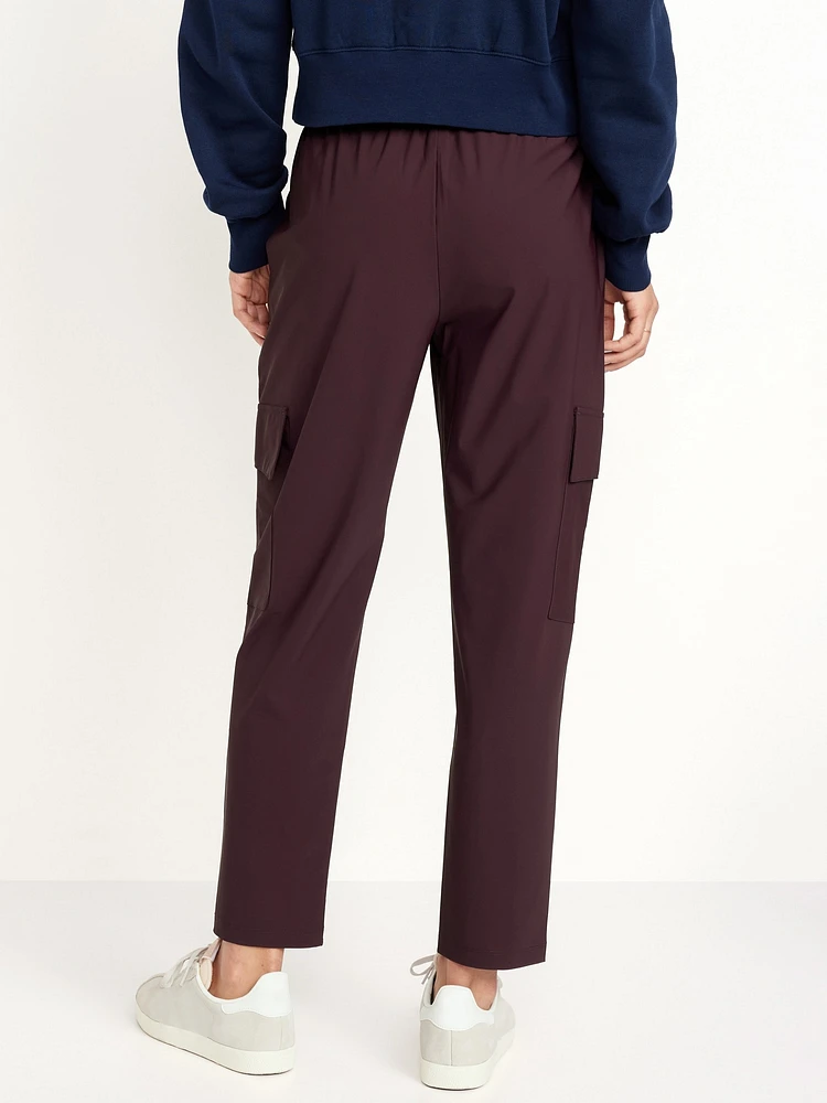 High-Waisted SleekTech Cargo Ankle Pants