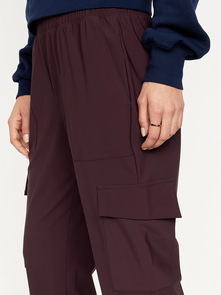 High-Waisted SleekTech Cargo Ankle Pants