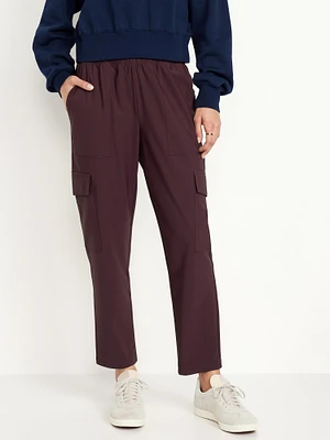 High-Waisted SleekTech Cargo Ankle Pants