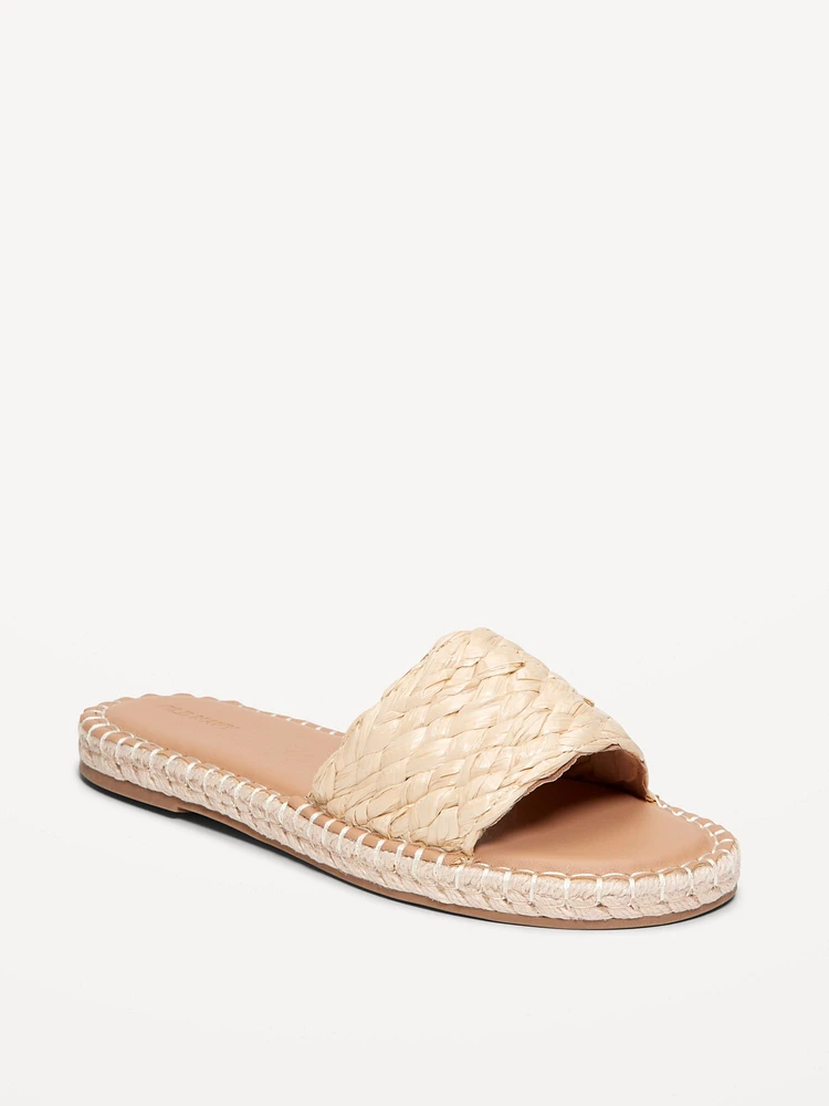 Raffia Espadrille Slide Sandal