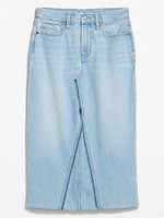 High-Waisted Jean Midi Skirt