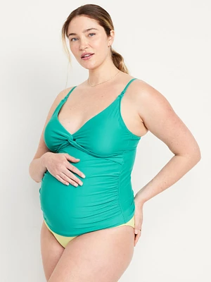 Maternity Twist-Front Nursing Tankini Swim Top