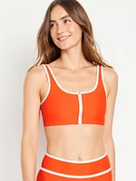 Zip-Front Bikini Swim Top