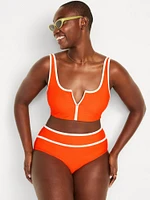 Zip-Front Bikini Swim Top