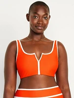 Zip-Front Bikini Swim Top