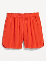 High-Waisted Crinkle Gauze Shorts -- 5-inch inseam