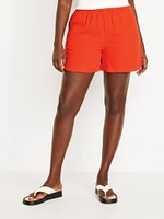 High-Waisted Crinkle Gauze Shorts -- 5-inch inseam