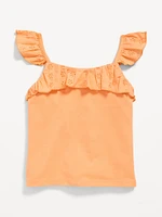 Fitted Ruffle-Trim Tank Top for Girls