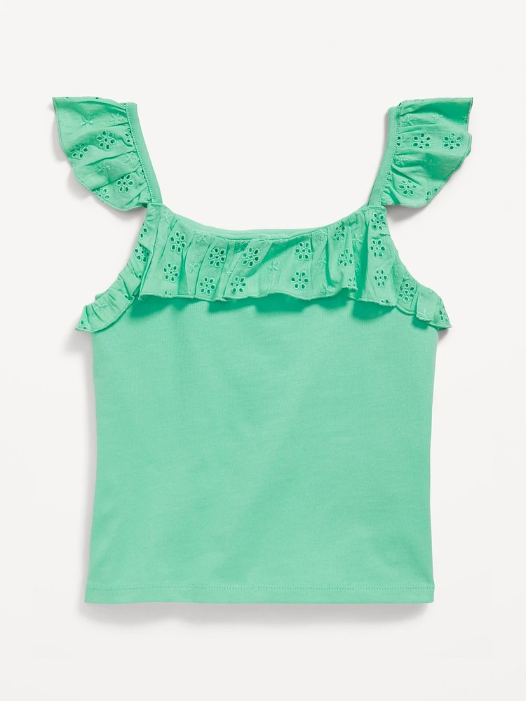 Fitted Ruffle-Trim Tank Top for Girls