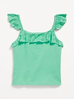 Fitted Ruffle-Trim Tank Top for Girls