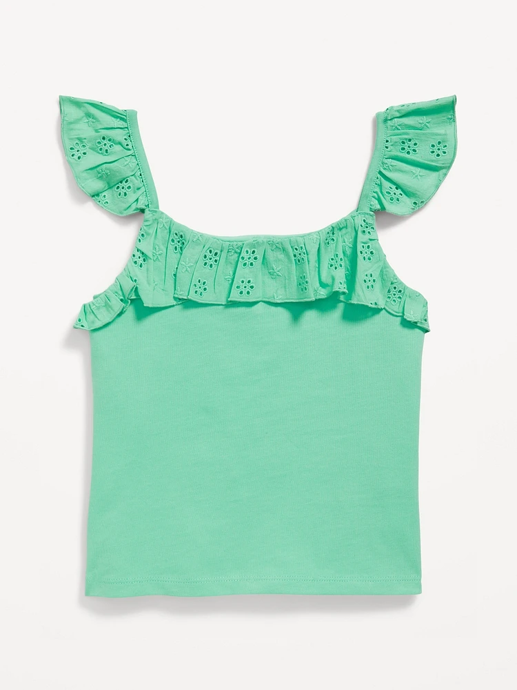 Fitted Ruffle-Trim Tank Top for Girls