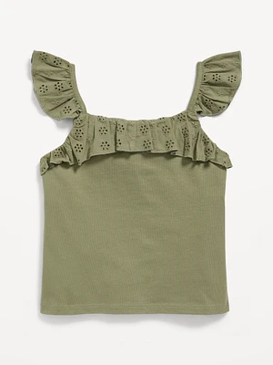 Fitted Ruffle-Trim Tank Top for Girls