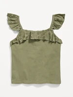 Fitted Ruffle-Trim Tank Top for Girls