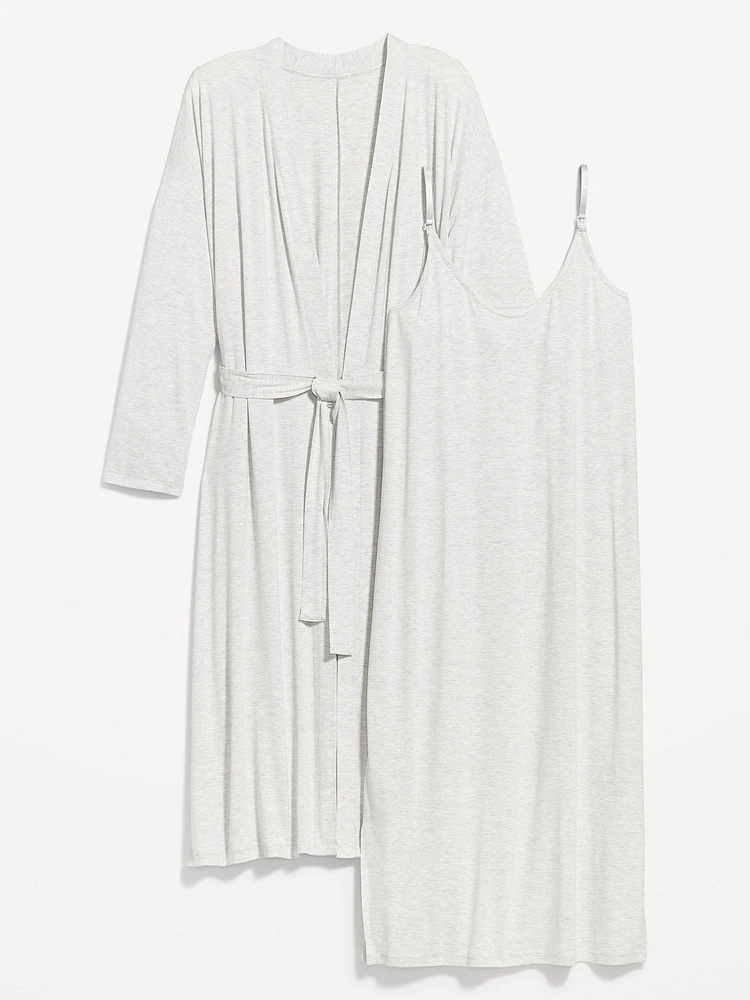 Ensemble peignoir de maternité et chemise nuit d’allaitement