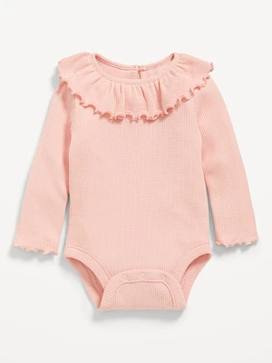 Long-Sleeve Ruffle-Trim Thermal-Knit Bodysuit for Baby