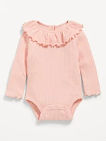 Long-Sleeve Ruffle-Trim Thermal-Knit Bodysuit for Baby