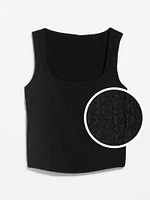 Square-Neck Textured Tank Top